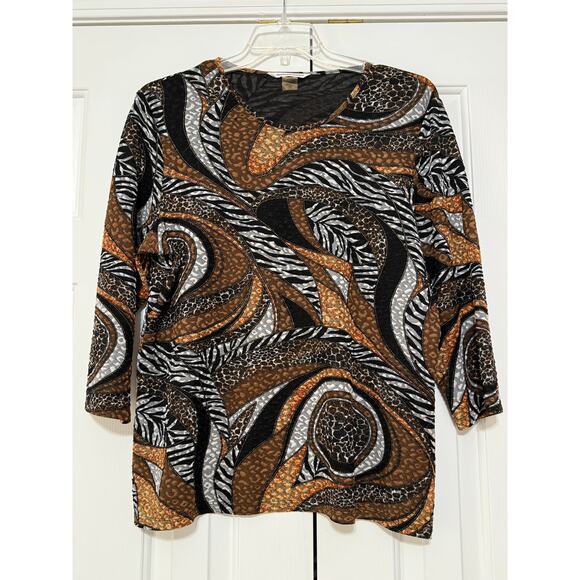 Allison Daley Animal Print Top, Size L - Picture 1 of 5